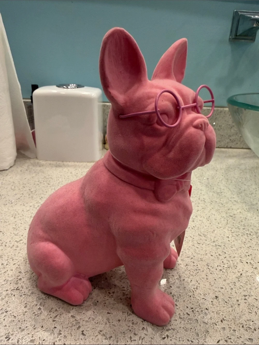Stylish Pink Velvet French Bulldog Figurine by Target